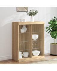 Buffet avec lumières LED chêne sonoma 81x37x100 cm | Mobilier & Déco