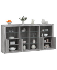 Buffet avec lumières LED sonoma gris 202x37x100 cm | Mobilier & Déco