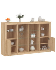 Buffets avec lumières LED 3 pcs chêne sonoma bois d'ingénierie | Mobilier & Déco