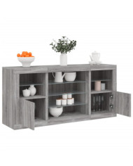 Buffet avec lumières LED sonoma gris 142,5x37x67 cm | Mobilier & Déco