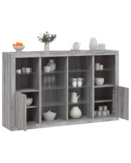 Buffets avec lumières LED 3 pcs sonoma gris bois d'ingénierie | Mobilier & Déco