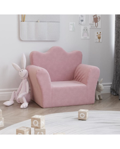 Canapé pour enfants rose peluche douce | Mobilier & Déco
