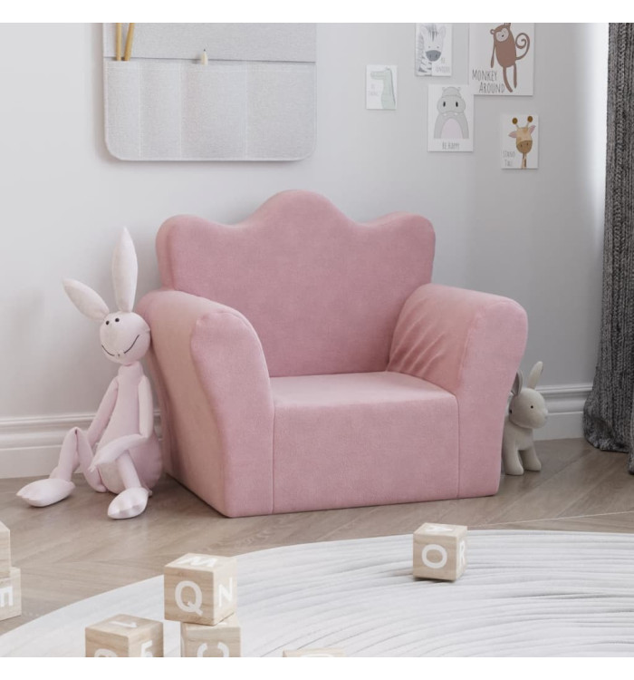 Canapé pour enfants rose peluche douce | Mobilier & Déco