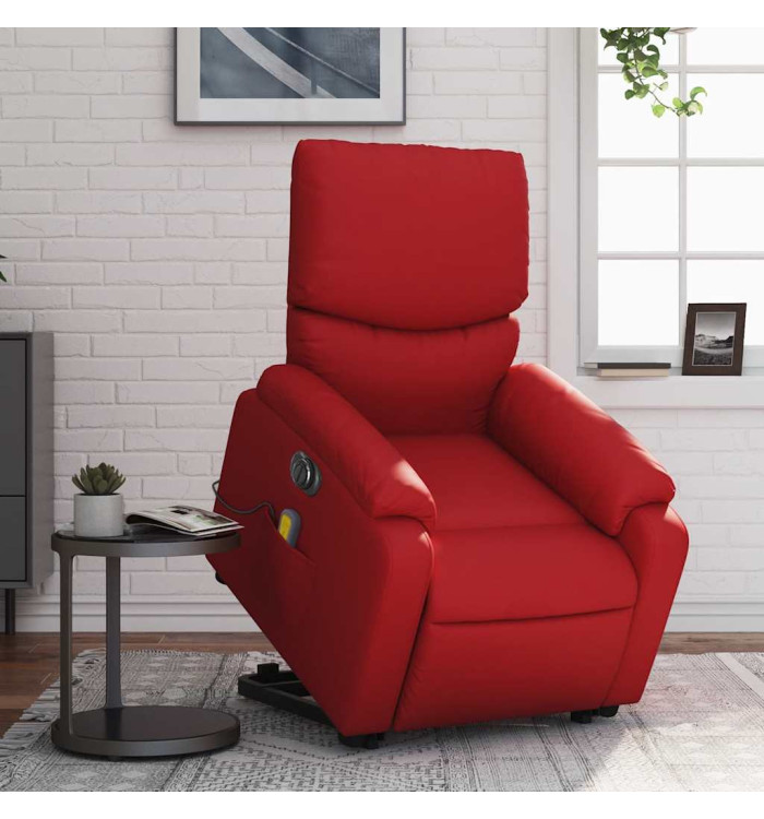 Fauteuil inclinable de massage électrique rouge similicuir | Mobilier & Déco