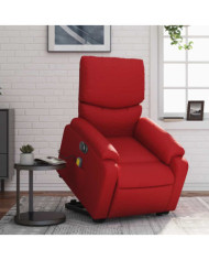 Fauteuil inclinable de massage électrique rouge similicuir | Mobilier & Déco