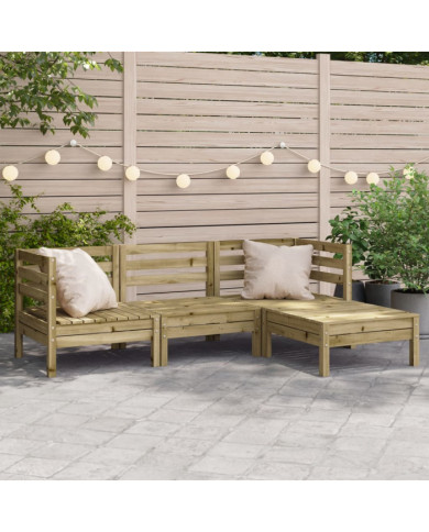 Canapé de jardin 3 places avec repose-pieds bois pin imprégné | Mobilier & Déco