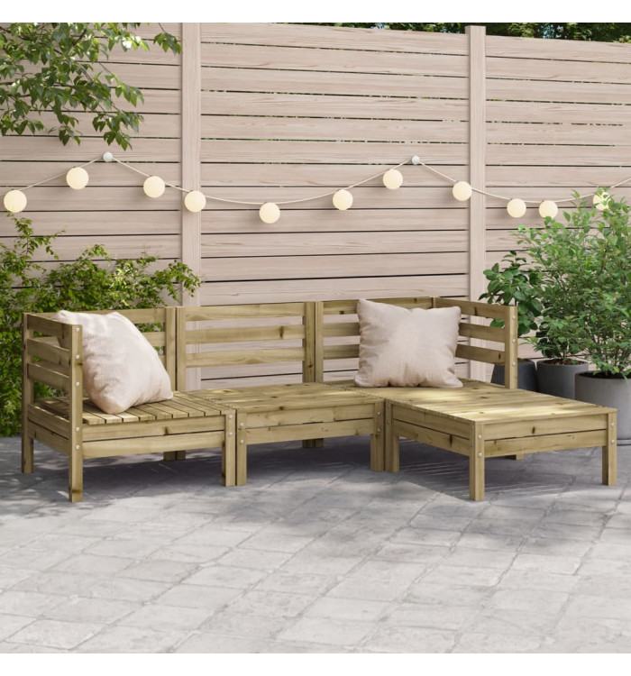 Canapé de jardin 3 places avec repose-pieds bois pin imprégné | Mobilier & Déco