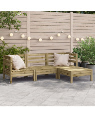 Canapé de jardin 3 places avec repose-pieds bois pin imprégné | Mobilier & Déco