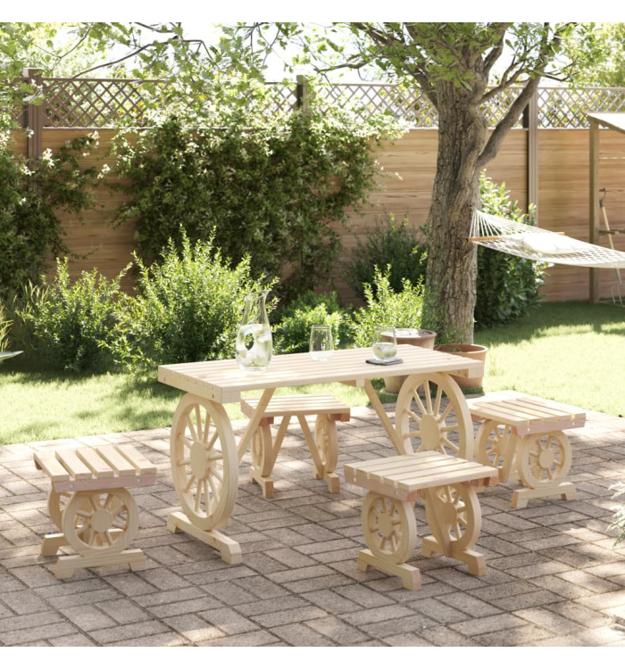 Ensemble à manger de jardin 5 pcs bois de sapin massif | Mobilier & Déco