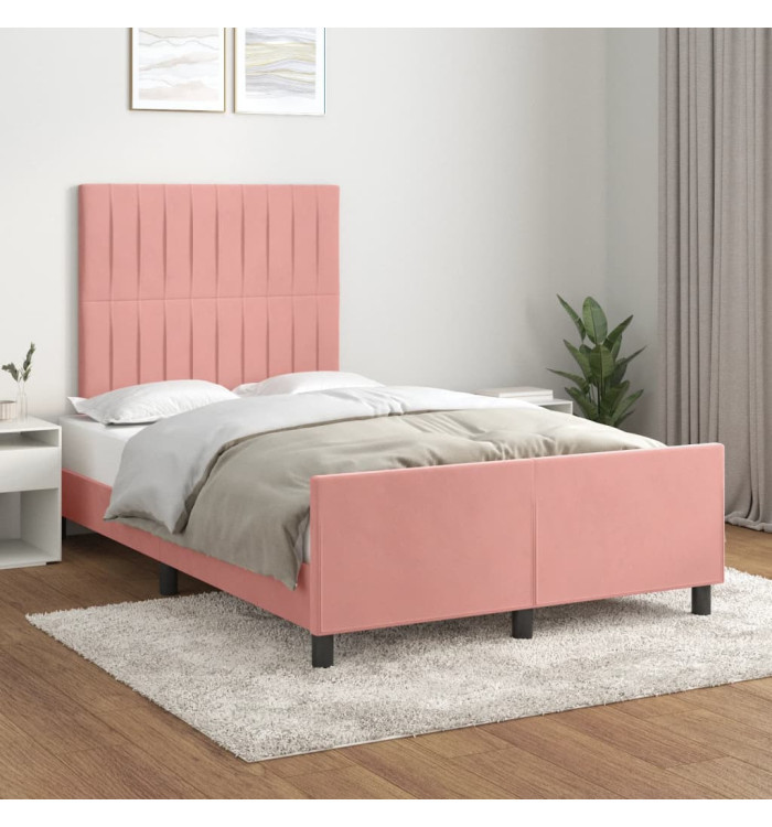 Cadre de lit sans matelas rose 120x190 cm velours | Mobilier & Déco