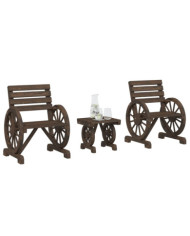 Salon de jardin 3 pcs bois de sapin massif | Mobilier & Déco