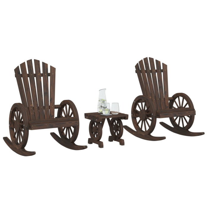 Salon de jardin 3 pcs bois de sapin massif | Mobilier & Déco