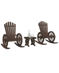 Salon de jardin 3 pcs bois de sapin massif | Mobilier & Déco