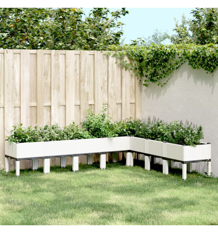 Jardinière avec pieds blanc 200x160x42 cm PP | Mobilier & Déco