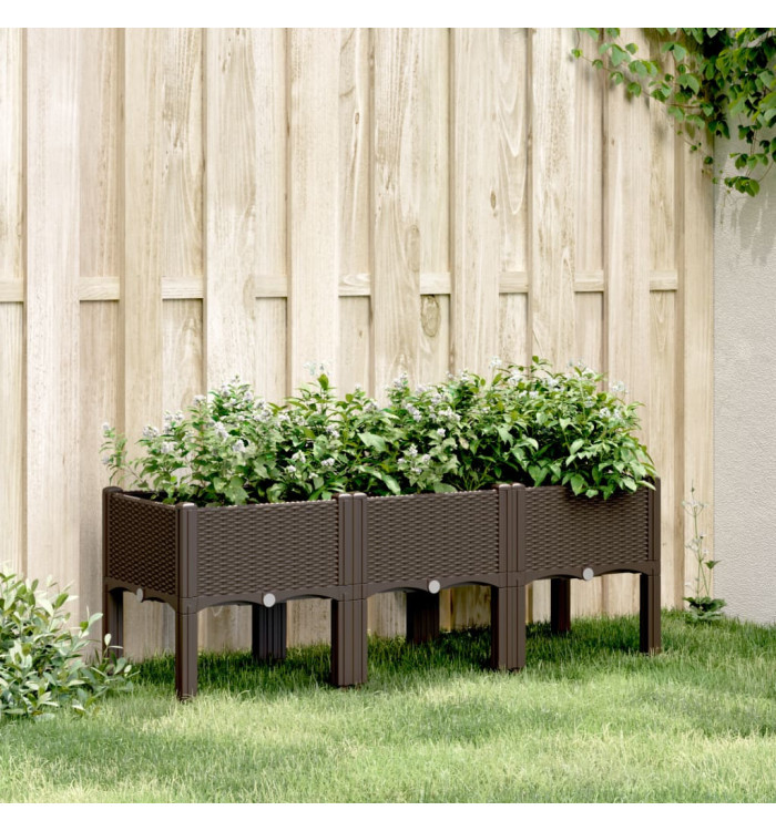 Jardinière avec pieds marron 120x40x42 cm PP | Mobilier & Déco