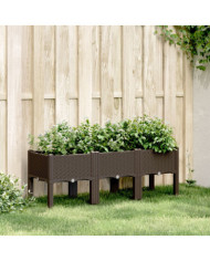 Jardinière avec pieds marron 120x40x42 cm PP | Mobilier & Déco