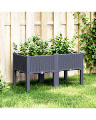 Jardinière avec pieds bleu gris 80x40x42 cm PP | Mobilier & Déco