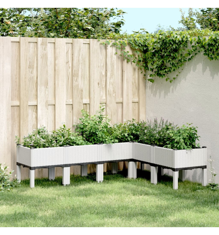 Jardinière avec pieds blanc 160x120x42 cm PP | Mobilier & Déco