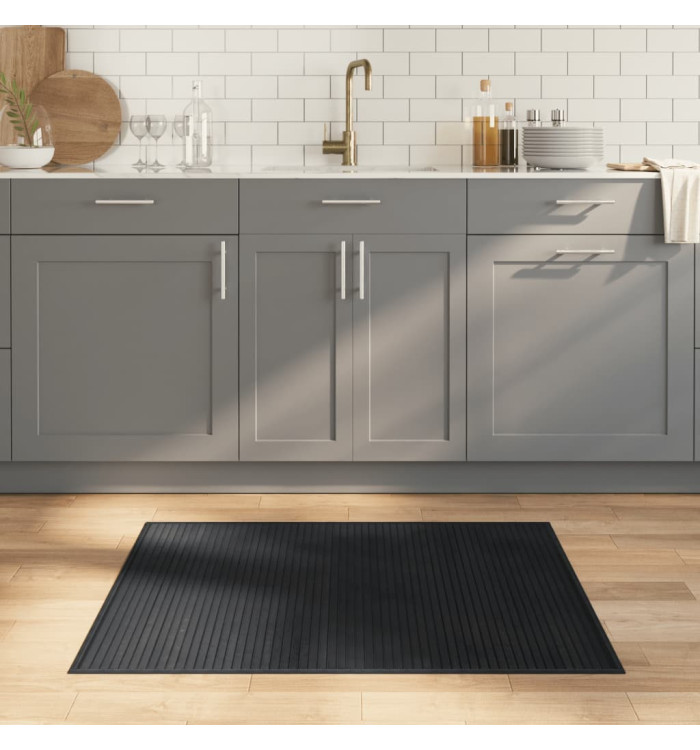 Tapis rectangulaire gris 80x100 cm bambou | Mobilier & Déco