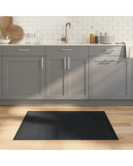 Tapis rectangulaire gris 80x100 cm bambou | Mobilier & Déco