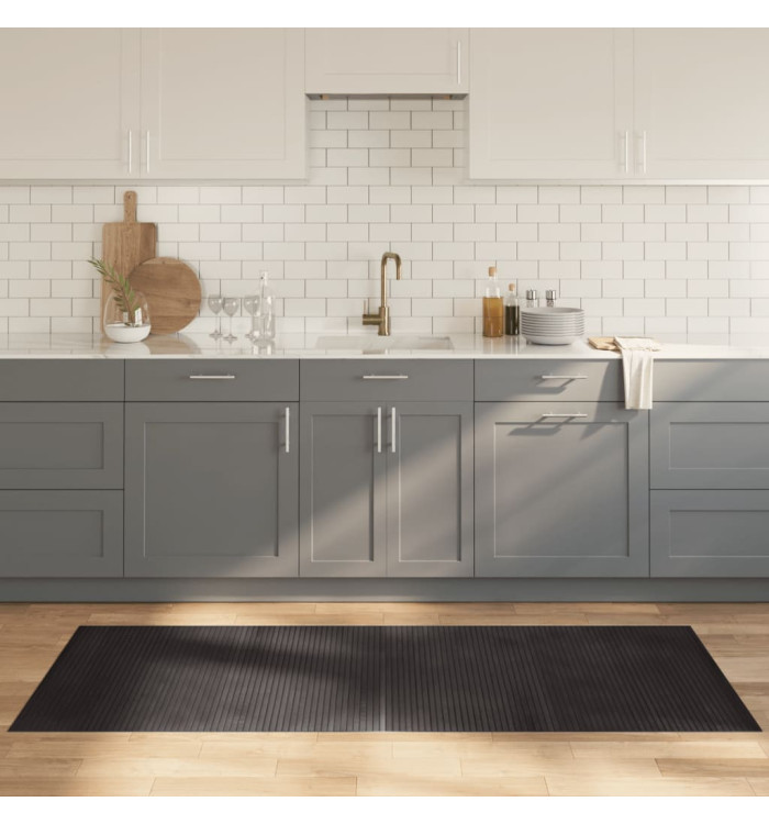 Tapis rectangulaire marron foncé 80x200 cm bambou | Mobilier & Déco