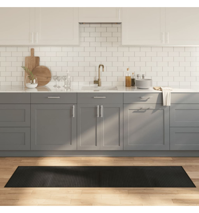 Tapis rectangulaire noir 60x200 cm bambou | Mobilier & Déco