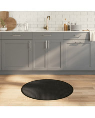 Tapis rond noir 80 cm bambou | Mobilier & Déco