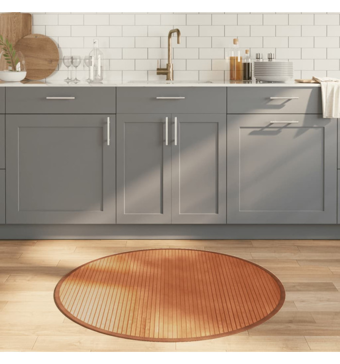 Tapis rond marron 100 cm bambou | Mobilier & Déco