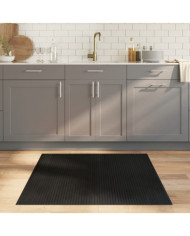 Tapis rectangulaire noir 100x100 cm bambou | Mobilier & Déco