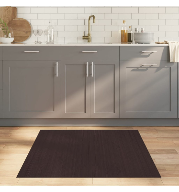 Tapis rectangulaire marron foncé 100x100 cm bambou | Mobilier & Déco