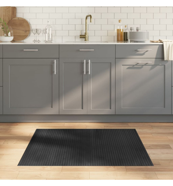 Tapis rectangulaire gris 80x100 cm bambou | Mobilier & Déco