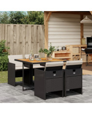 Ensemble à manger de jardin coussins 5pcs Noir Résine tressée | Mobilier & Déco