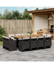 Ensemble à manger de jardin 13 pcs coussins noir résine tressée | Mobilier & Déco
