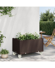 Jardinière à roulettes marron 80x50x54 cm PP | Mobilier & Déco
