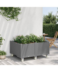 Jardinière à roulettes gris clair 100x80x54 cm PP | Mobilier & Déco
