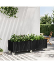 Jardinière à roulettes noir 160x50x54 cm PP | Mobilier & Déco