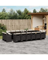 Ensemble à manger de jardin 17 pcs coussins noir résine tressée | Mobilier & Déco
