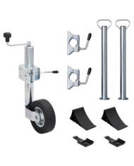 Cric à roue pour remorque 60 mm 2 tubes de soutien 3 pinces | Mobilier & Déco