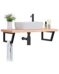 Étagère de vasque murale acier et bois massif de hêtre | Mobilier & Déco