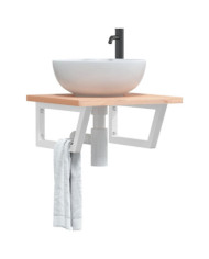 Étagère de vasque murale acier et bois massif de hêtre | Mobilier & Déco