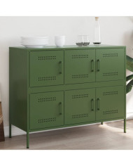 Buffet vert olive 100,5x39x79 cm acier | Mobilier & Déco
