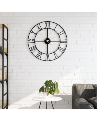 Horloge murale noir Ø50 cm fer | Mobilier & Déco