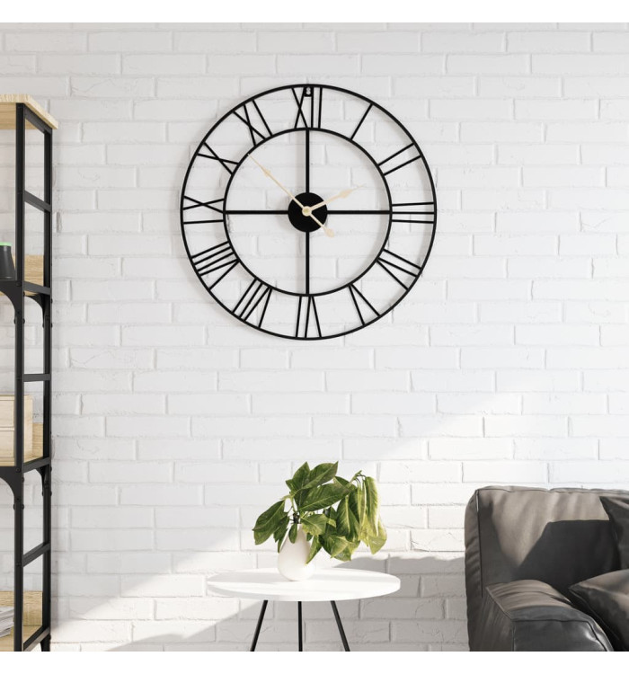 Horloge murale noir Ø50 cm fer | Mobilier & Déco