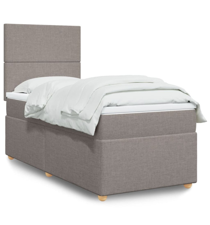 Sommier à lattes de lit avec matelas Taupe 90x200 cm Tissu | Mobilier & Déco