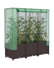 Jardinière surélevée avec housse aspect rotin 120x40x138 cm | Mobilier & Déco