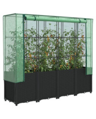 Jardinière surélevée avec housse aspect rotin 160x40x153 cm | Mobilier & Déco