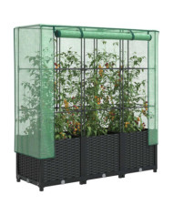 Jardinière surélevée avec housse aspect rotin 120x40x138 cm | Mobilier & Déco