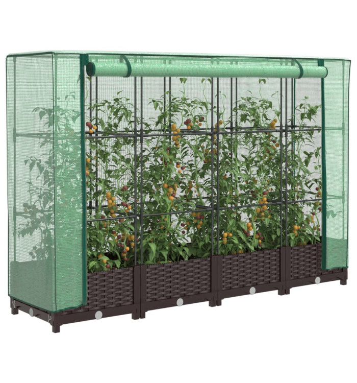 Jardinière surélevée avec housse aspect rotin 160x40x123 cm | Mobilier & Déco