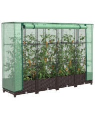 Jardinière surélevée avec housse aspect rotin 160x40x123 cm | Mobilier & Déco