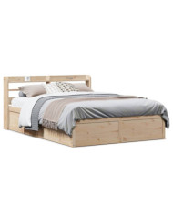 Cadre de lit avec tête de lit 120x190 cm bois de pin massif | Mobilier & Déco